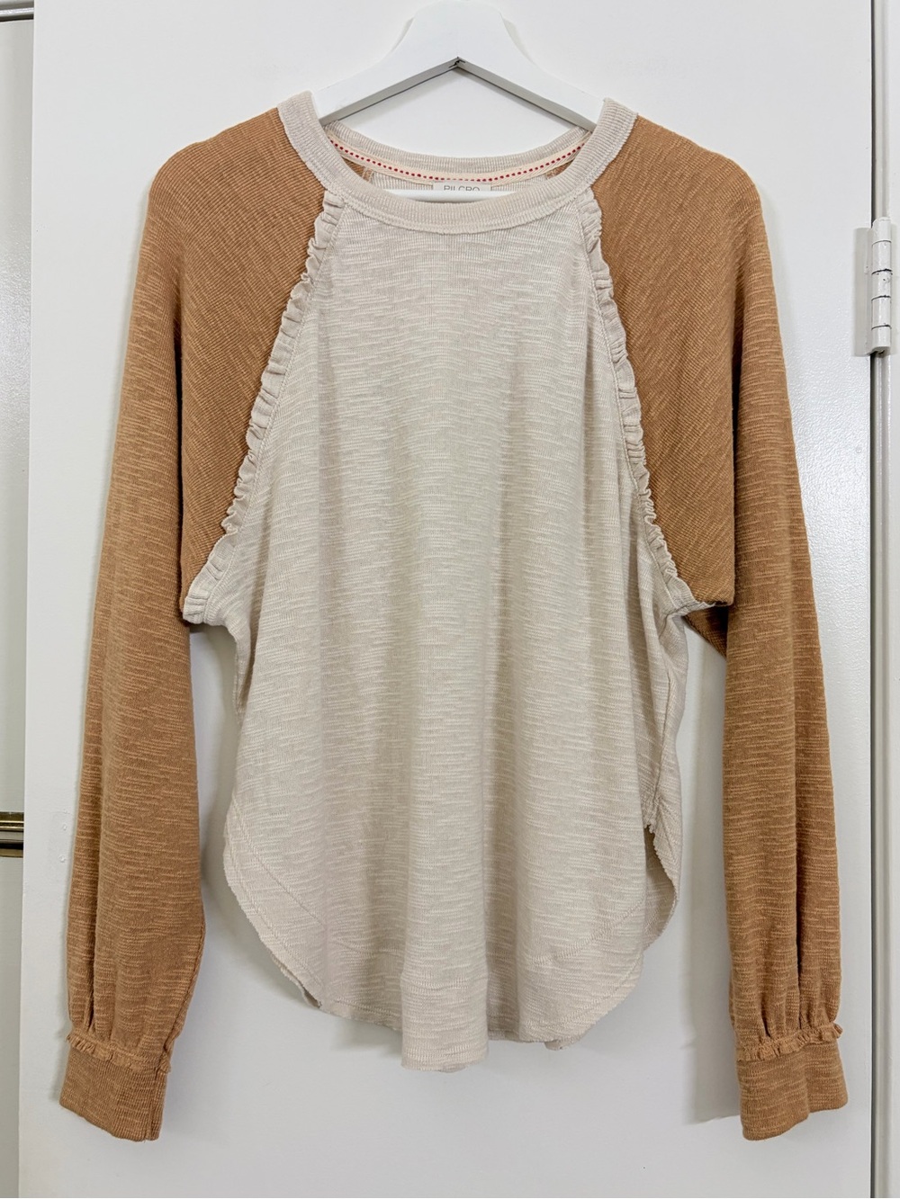 NWOT Pilcro Ruffled Raglan Thermal Top XS Boho Oversized Anthropologie